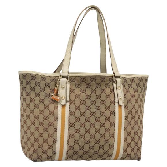 GUCCI GG Canvas Sherry Line Tote Bag Beige Gold - Picture 1 of 16